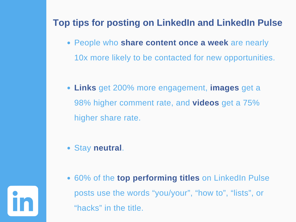 Top tips for posting on LinkedIn and LinkedIn Pulse