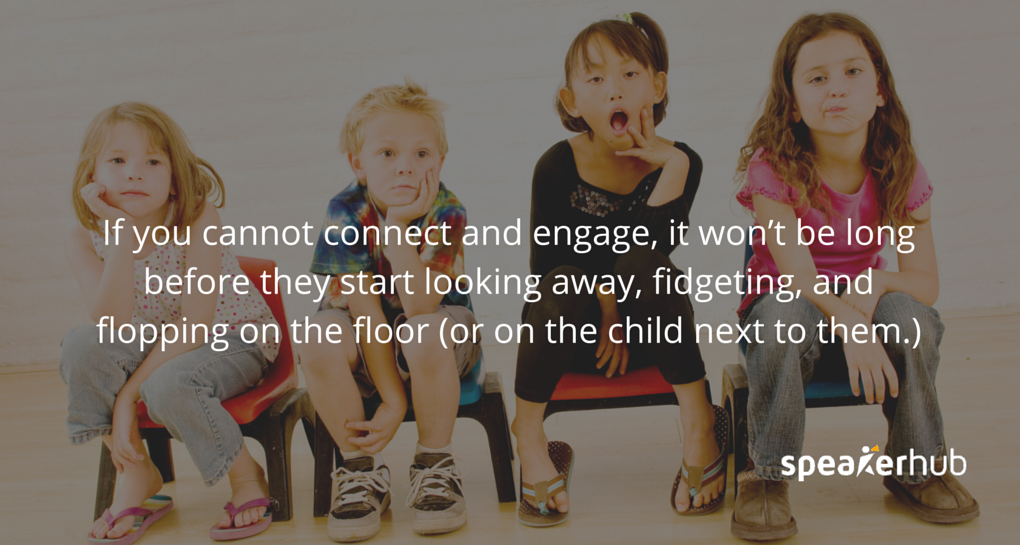 The best ways to engage children is to get into their mindset, keep things simple and visual, and use a lot of interactivity.