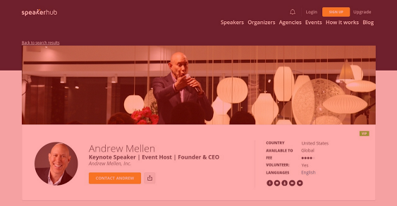 The sections of your SpeakerHub profile