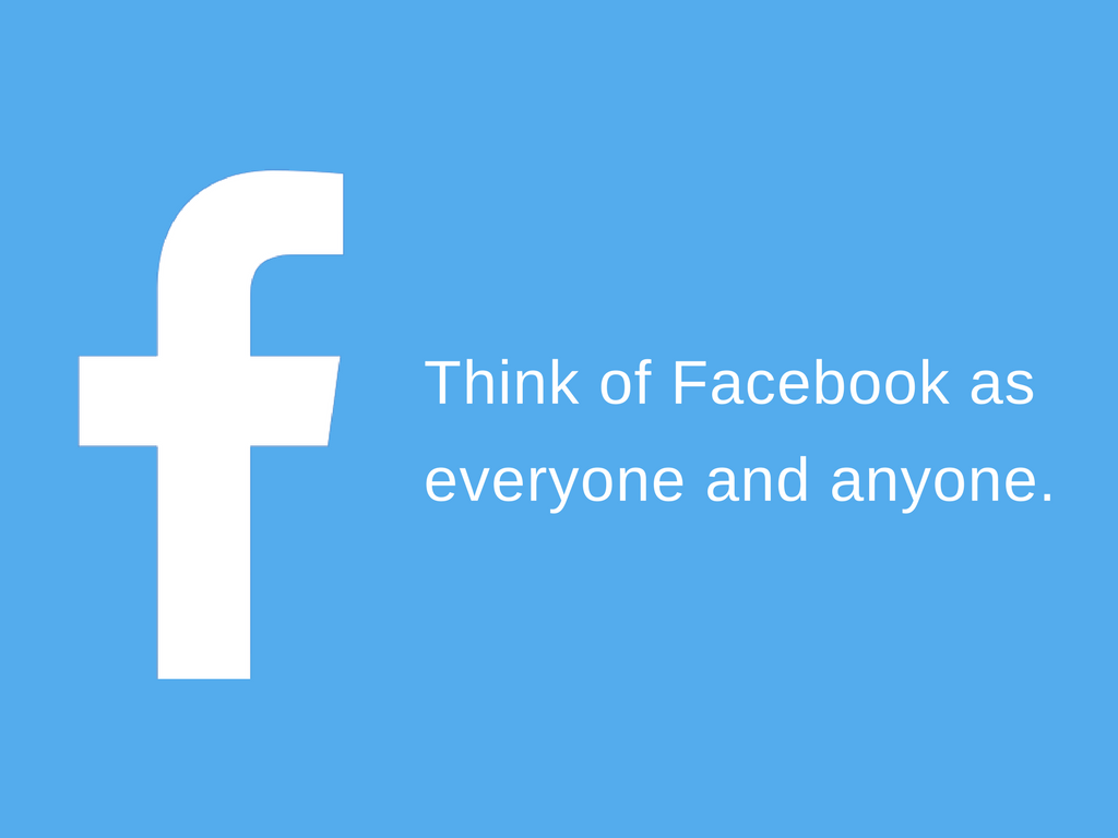 Think of Facebook as everyone and anyone. 