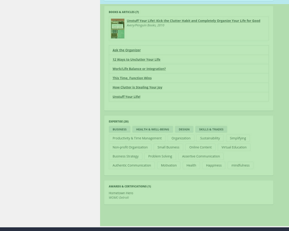 The sections of your SpeakerHub profile