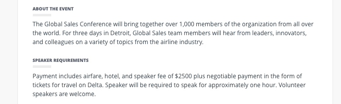 Include a detailed event description