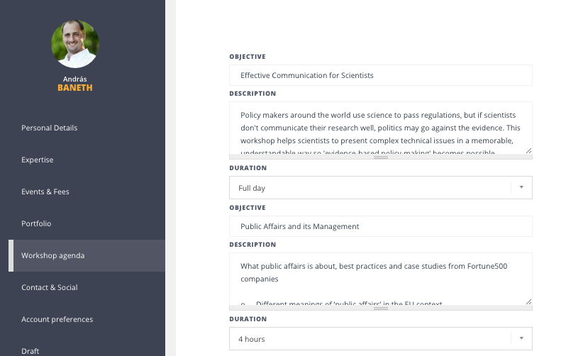 SpeakerHub: Add more essential information and media to your profile
