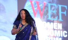 Tonya at the Women Economic Forum in New Delhi, India
